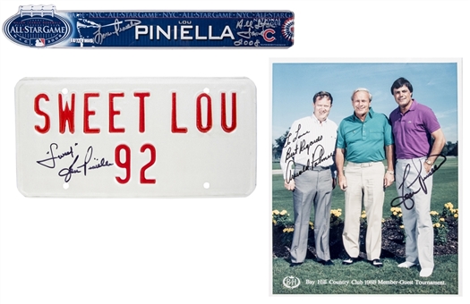 Lou Piniella Autographed Lot of (3) Including 1 Photograph also Signed by Arnold Palmer (PSA/DNA PreCert)